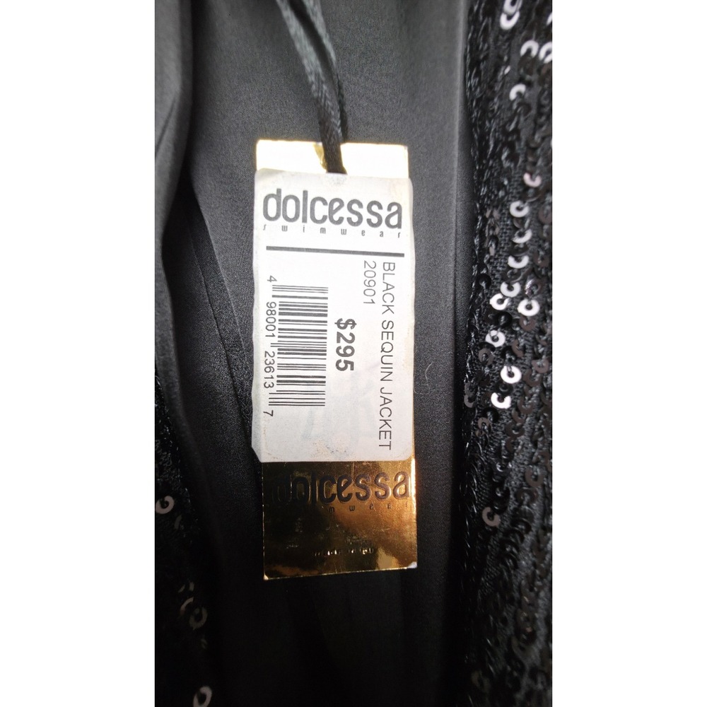 Dolcessa Swimwear Sequin Blazer Jacket Womens M Black NWT $295 One Button - Picture 5 of 10